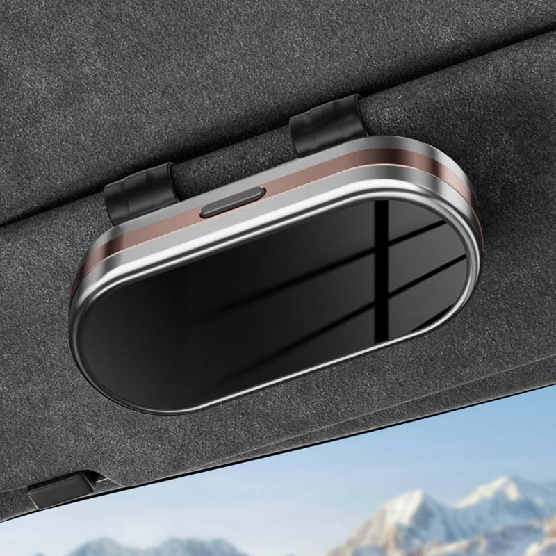 Mirrored glasses case for the car
