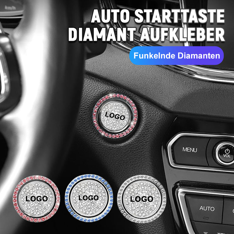 Decorative sticker with diamond-studded one-touch start button for the car