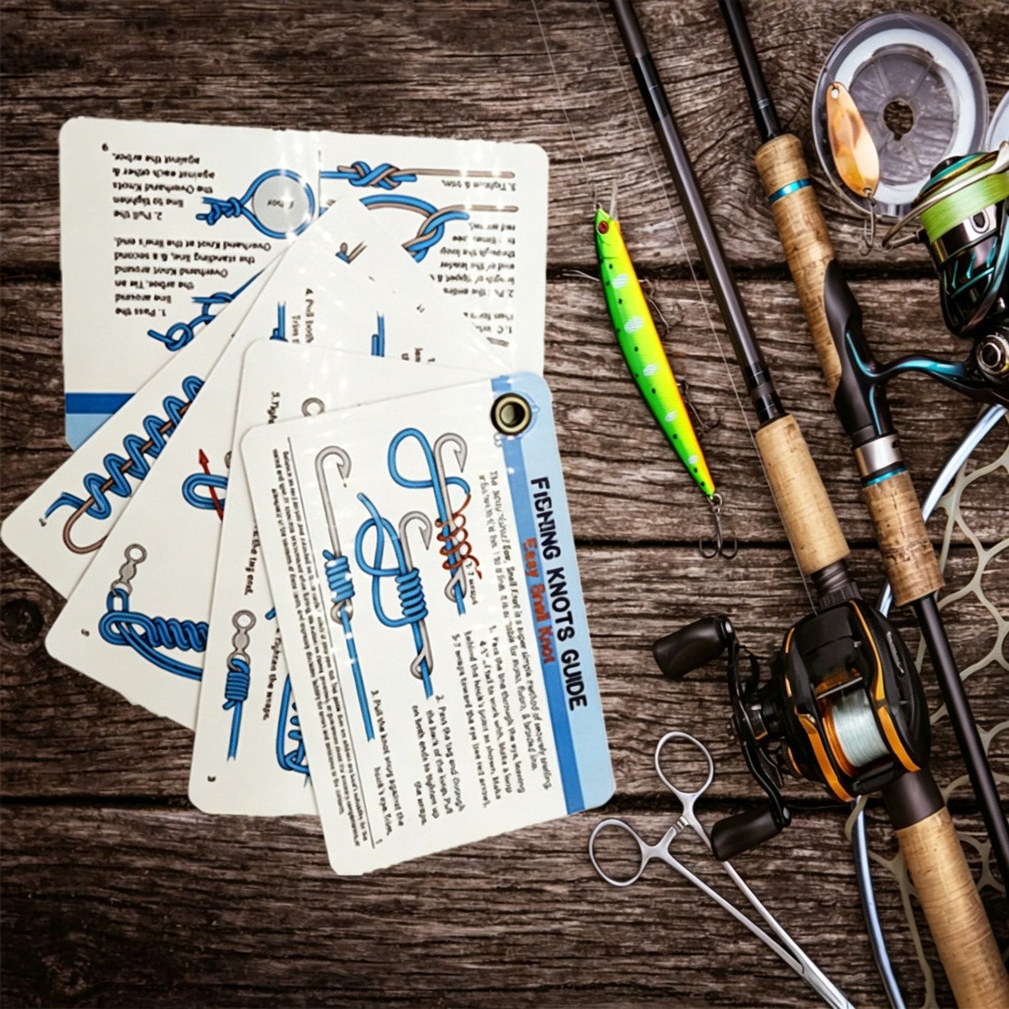š£Knots Guide Cards-12 Essential Fishing Knots Tutorial for Beginners