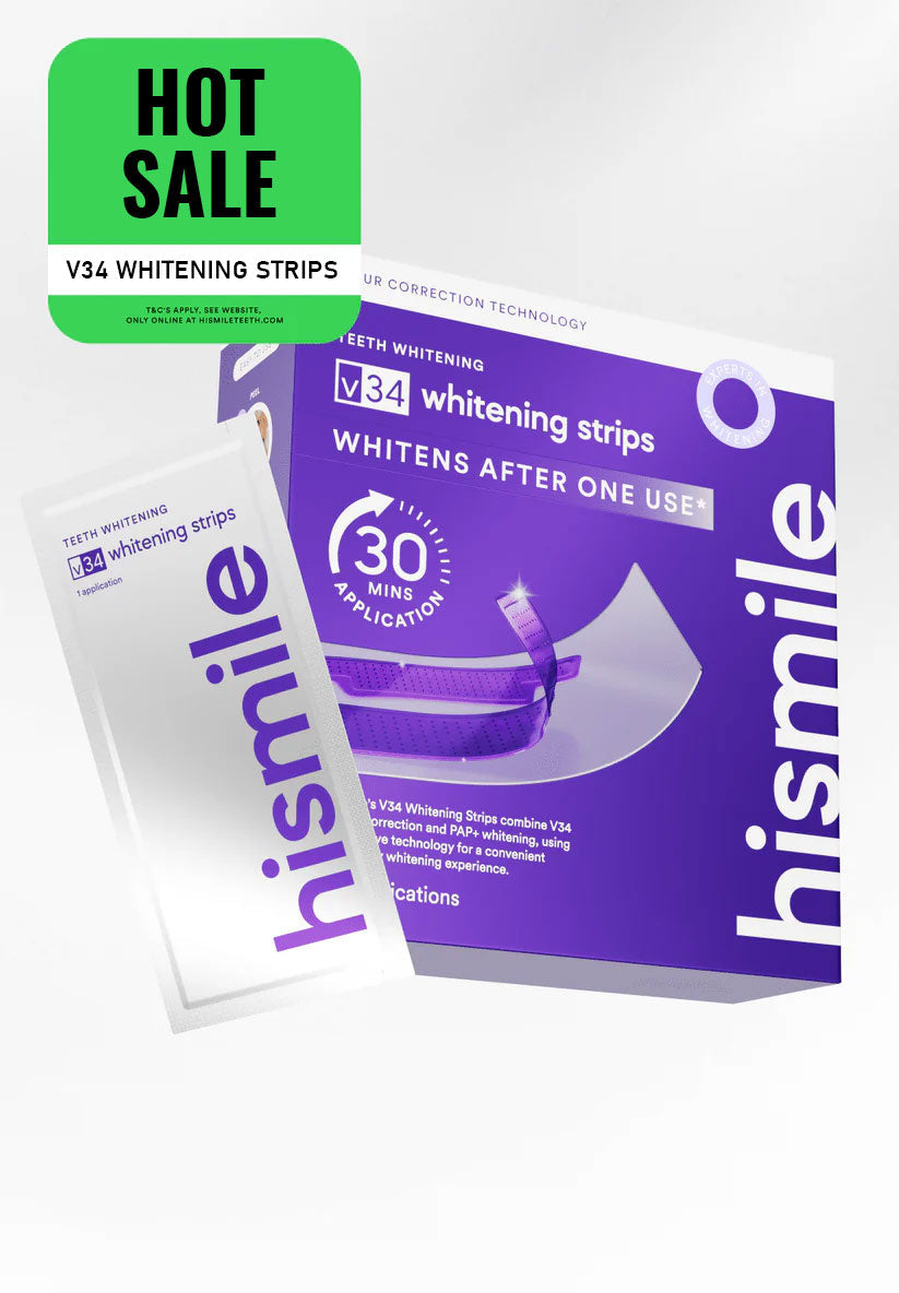 V34 Teeth Whitening Strips – Professional 14 Treatment Kit with PAP+ & Violet Tint