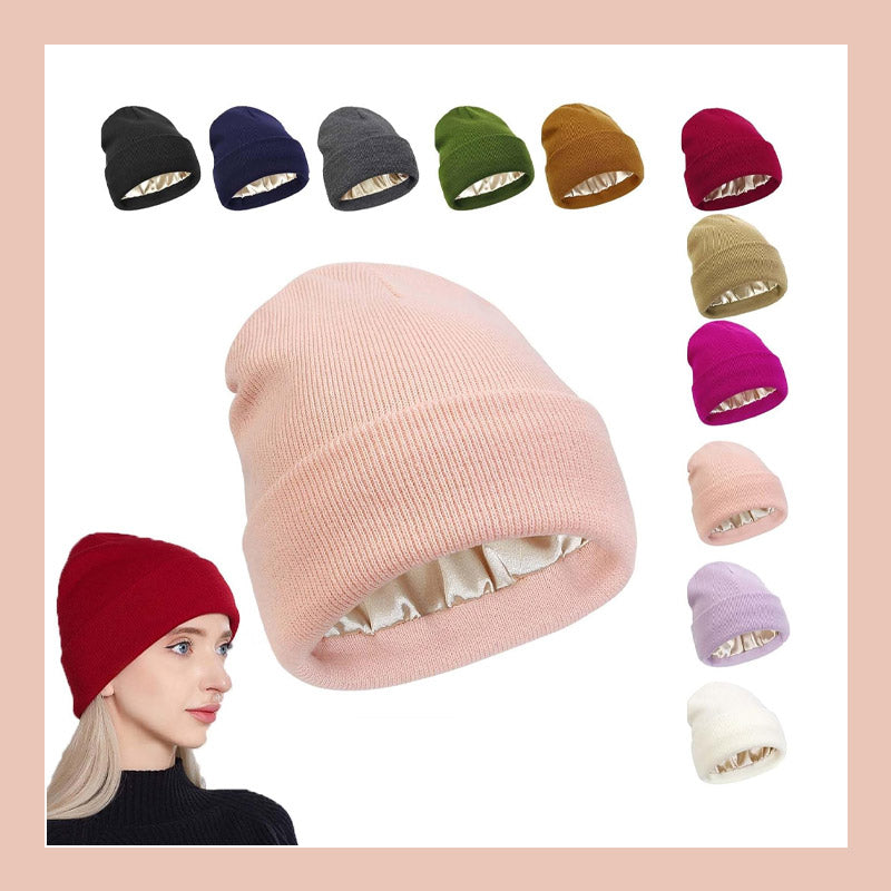 Silk-Lined Knit Hat for Winter