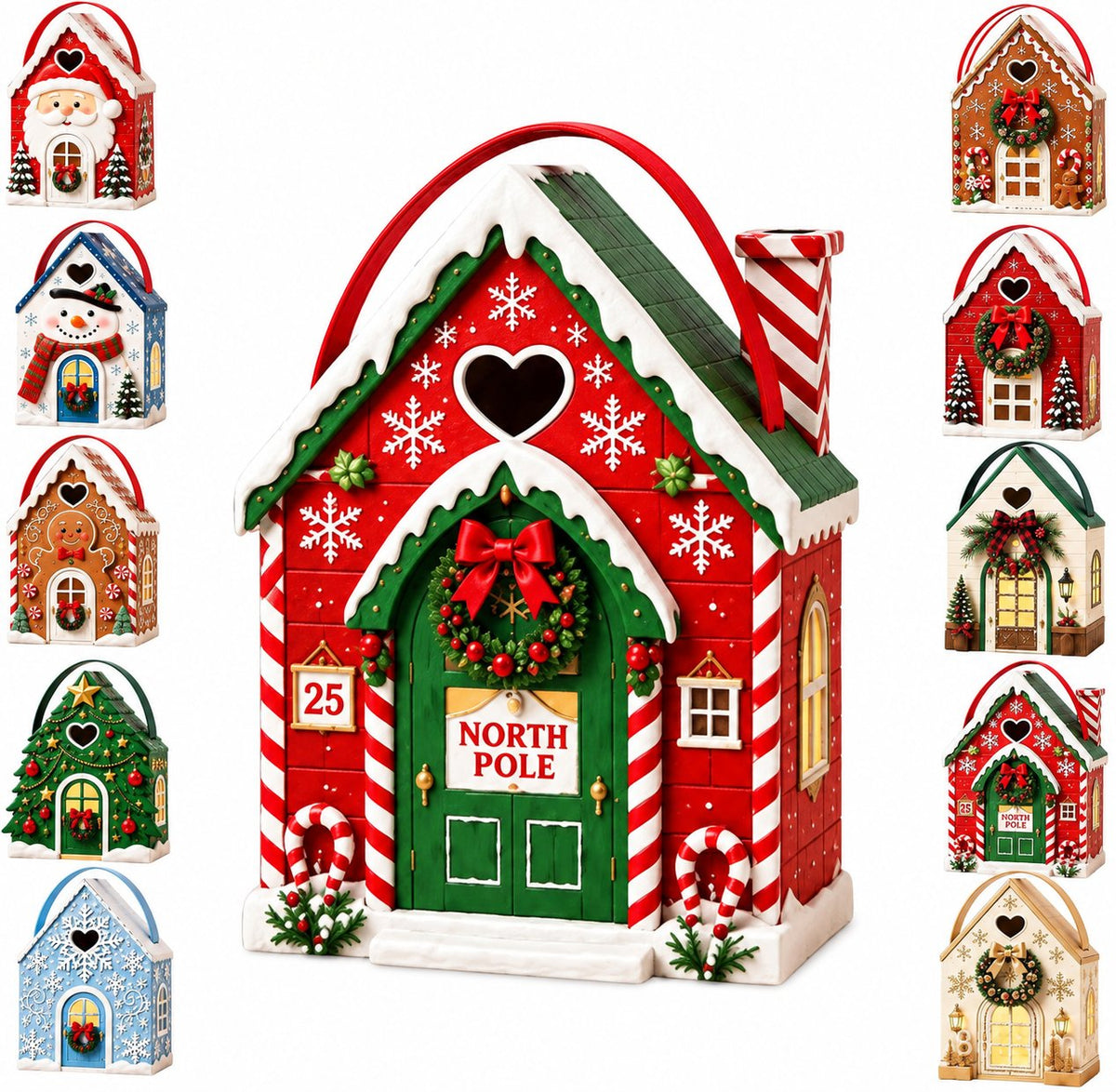 š Christmas Cottage Handle Gift Box ā 3D HouseāShaped Festive Packaging For Small Treats