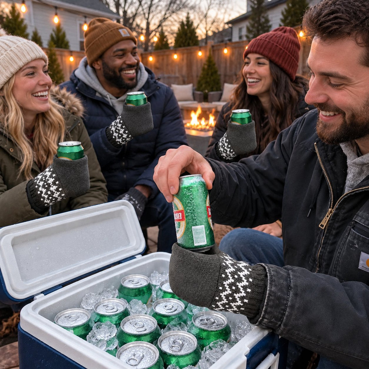 🍻Knitted Insulated Beer Can Glove Mittens – Warm Hands, Cold Drinks
