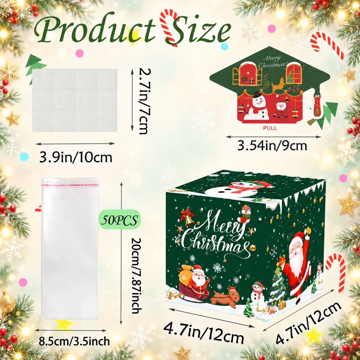 π΅π Christmas Money Pull Surprise Box 50 Fillable Pockets for Cash, Treats, Notes & More π