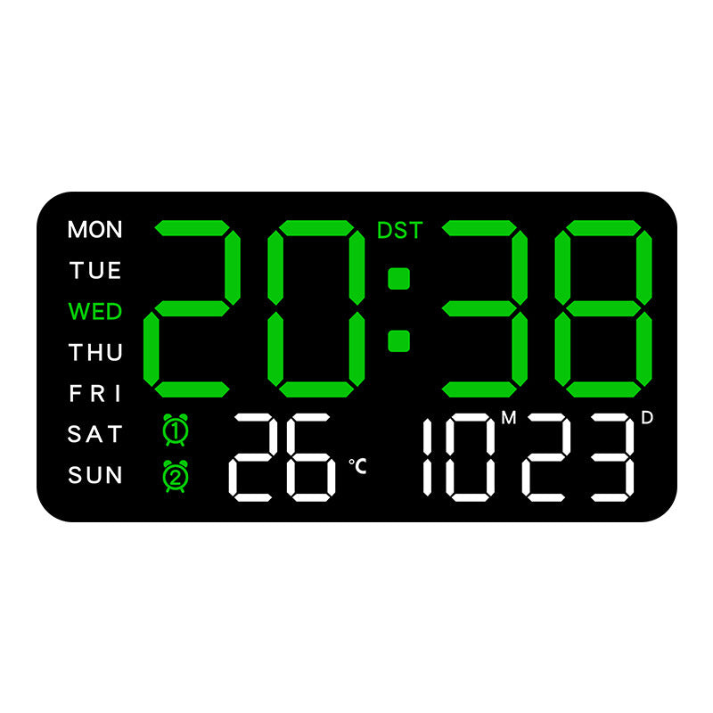 Large digital wall clock with LED display, date display, and thermometer, perfect gift for seniors, decoration for the living room and bedroom
