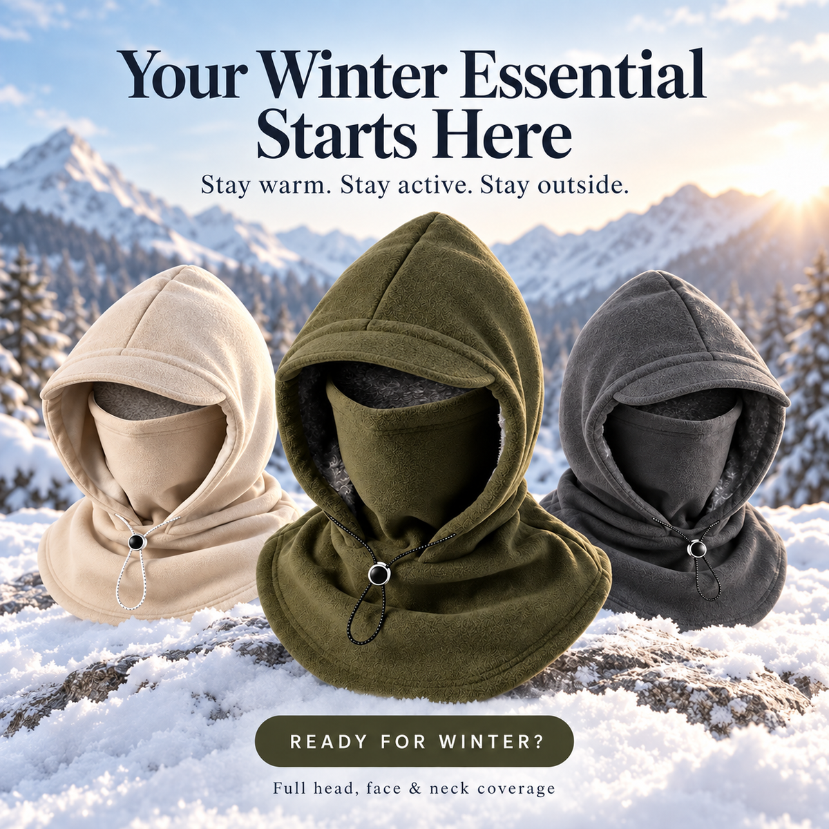 ❄️ Winter Thermal Face Mask Hood – Windproof Fleece Balaclava for Outdoor Activities