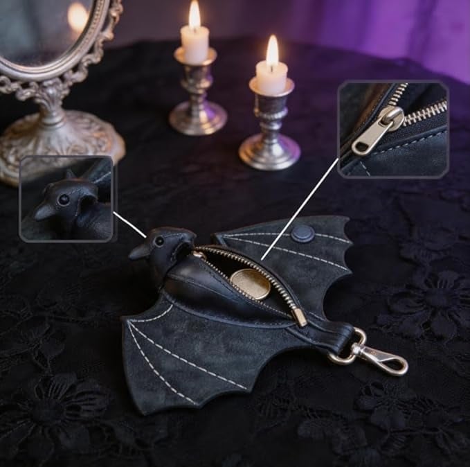 Gothic Design Leather Bat Coin Purse🦇
