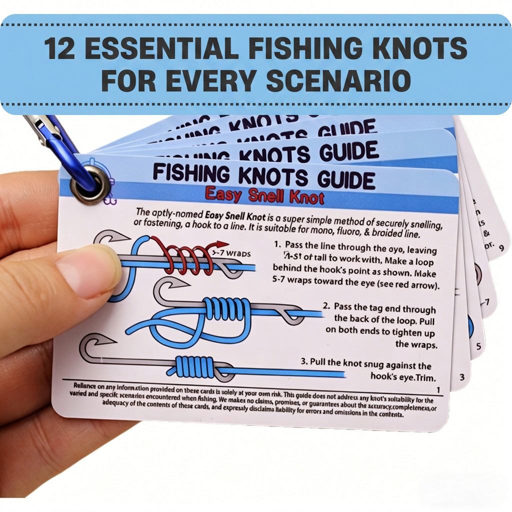 🎣Knots Guide Cards-12 Essential Fishing Knots Tutorial for Beginners