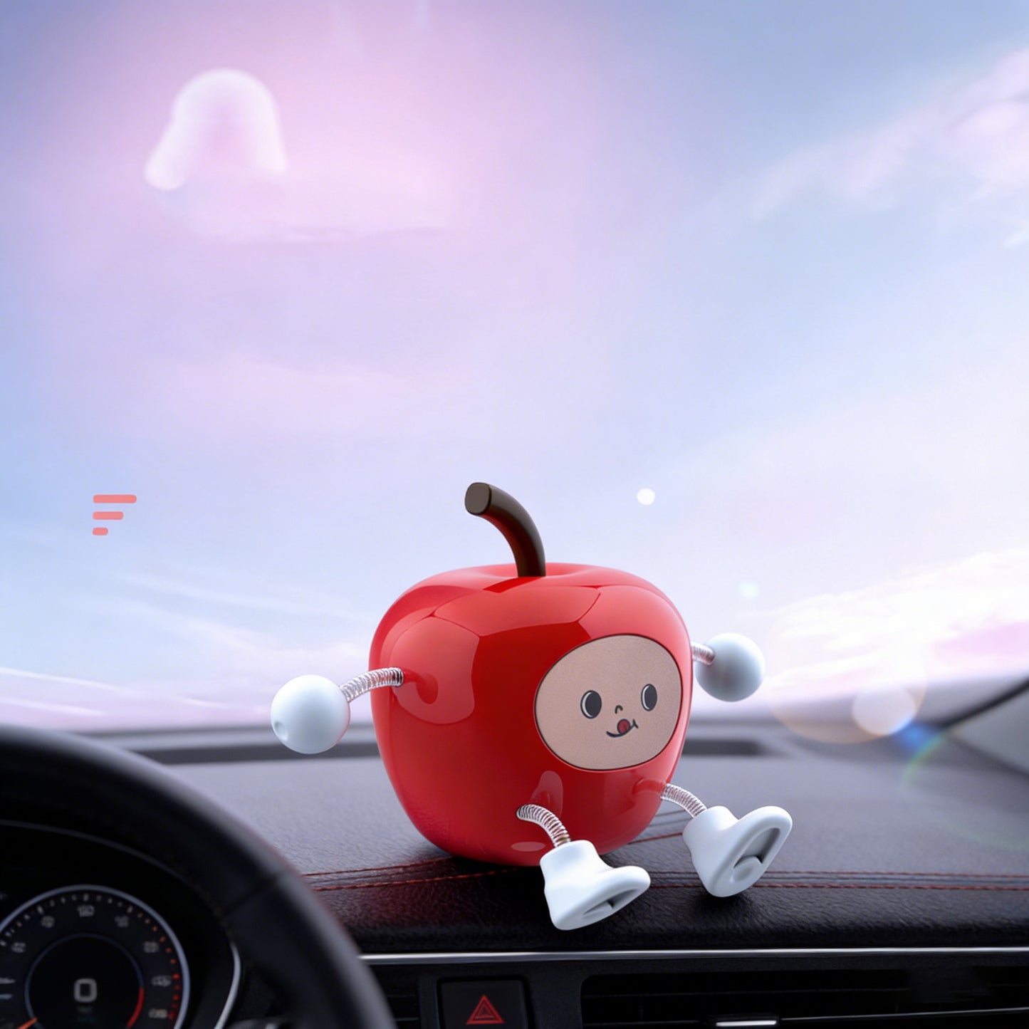 Wiggly Apple Car Decor for Dashboard - Cute Dashboard Ornament