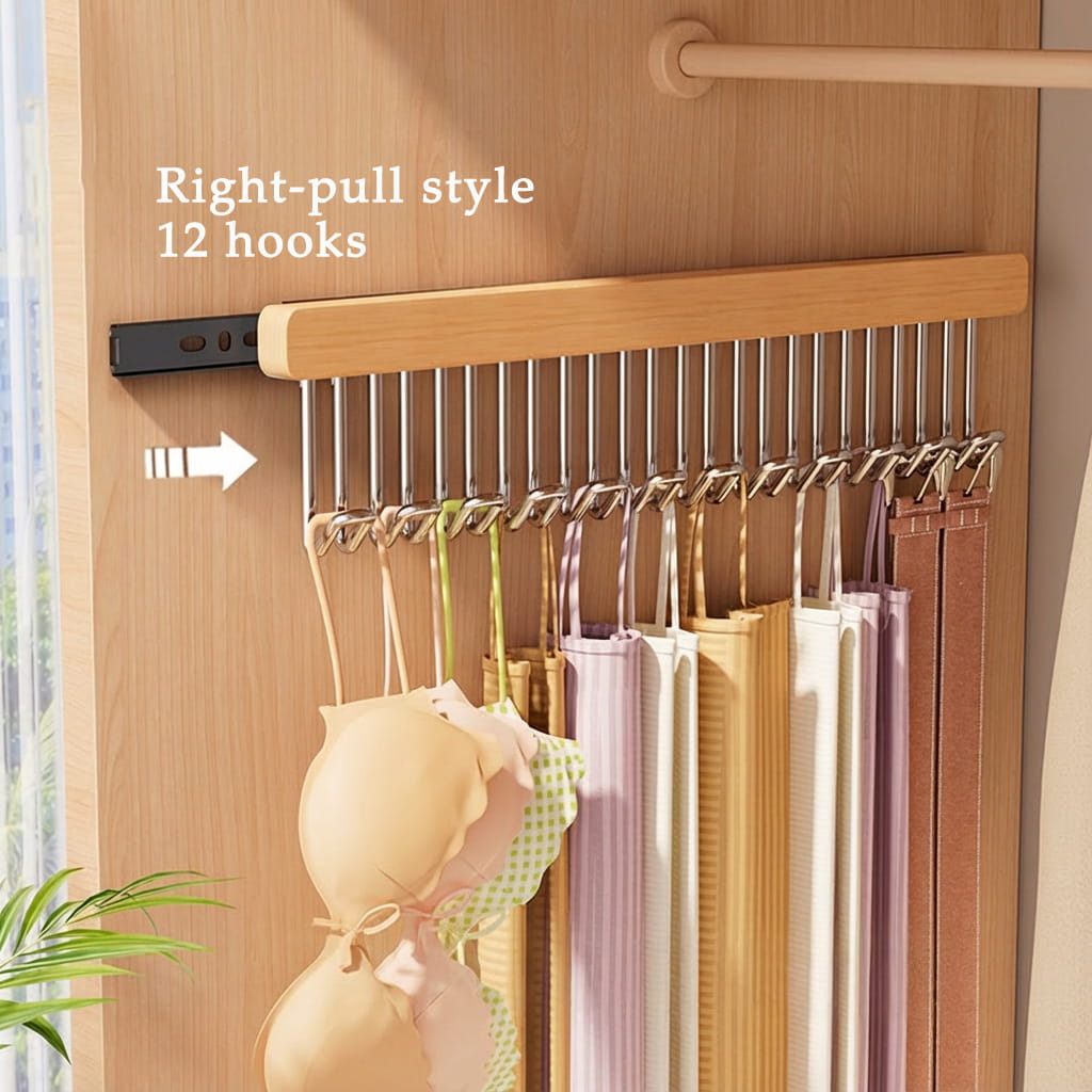🌿Premium Pull-Out Wooden Hanger Rack