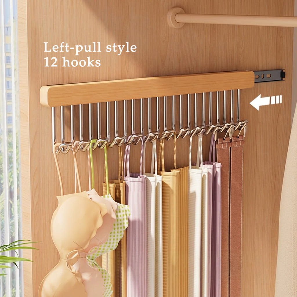 🌿Premium Pull-Out Wooden Hanger Rack