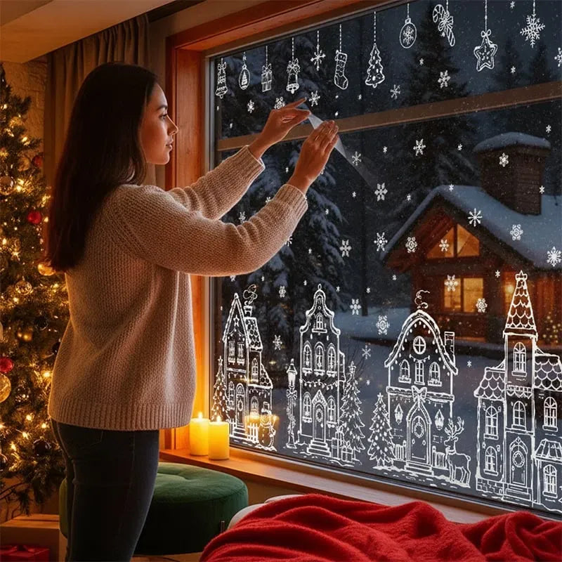 ❄️🎅Set of static-cling Christmas window decals