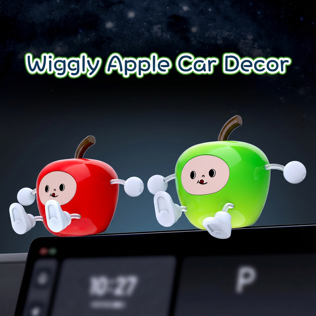 Wiggly Apple Car Decor for Dashboard - Cute Dashboard Ornament