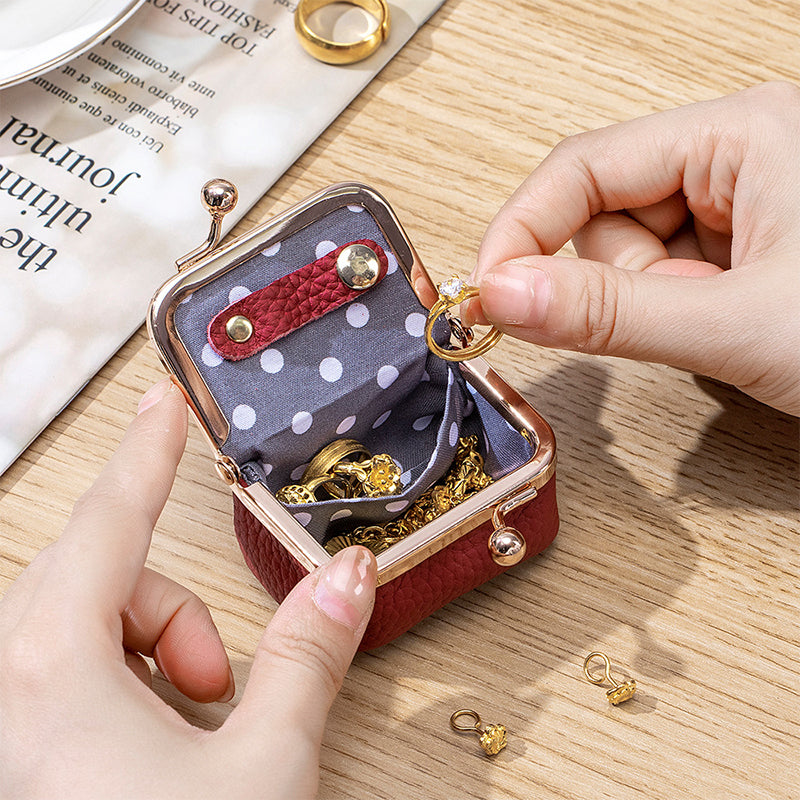 Mini jewelry box made of genuine leather