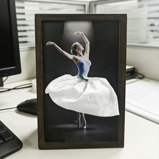 50% OFF - Solid Walnut Wooden Ballet Girl Paper Tray / Natural Wooden Napkin Holder