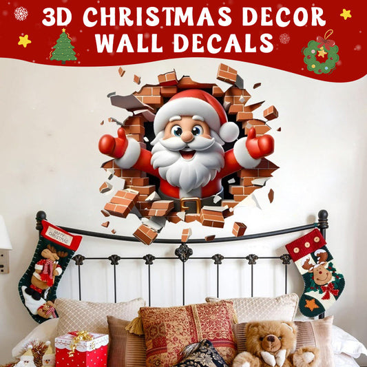 3D Santa Claus Sleigh Wall Sticker