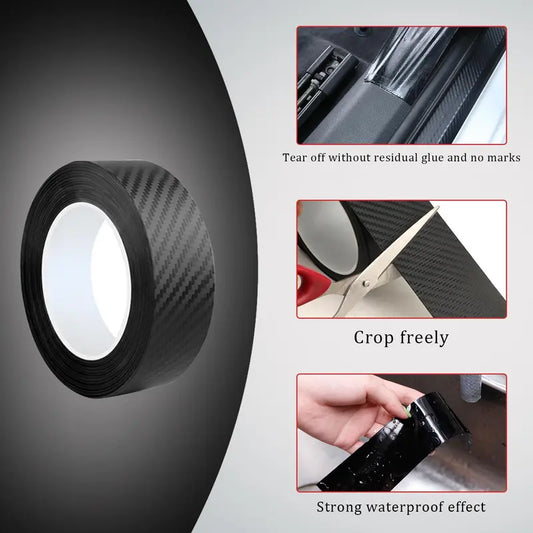 Protective film for car doors - scratch- and impact-resistant 3D carbon fiber-effect vinyl film with a self-adhesive backing