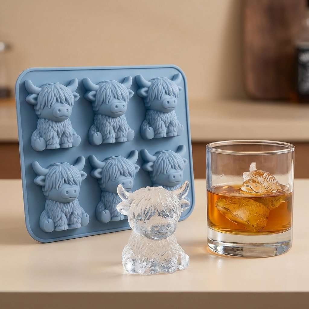 🐮 Mini Highland Cow ice cube tray and dessert mold 🧊🍪 Cute 3D ice cubes for drinks, parties, and gifts💕