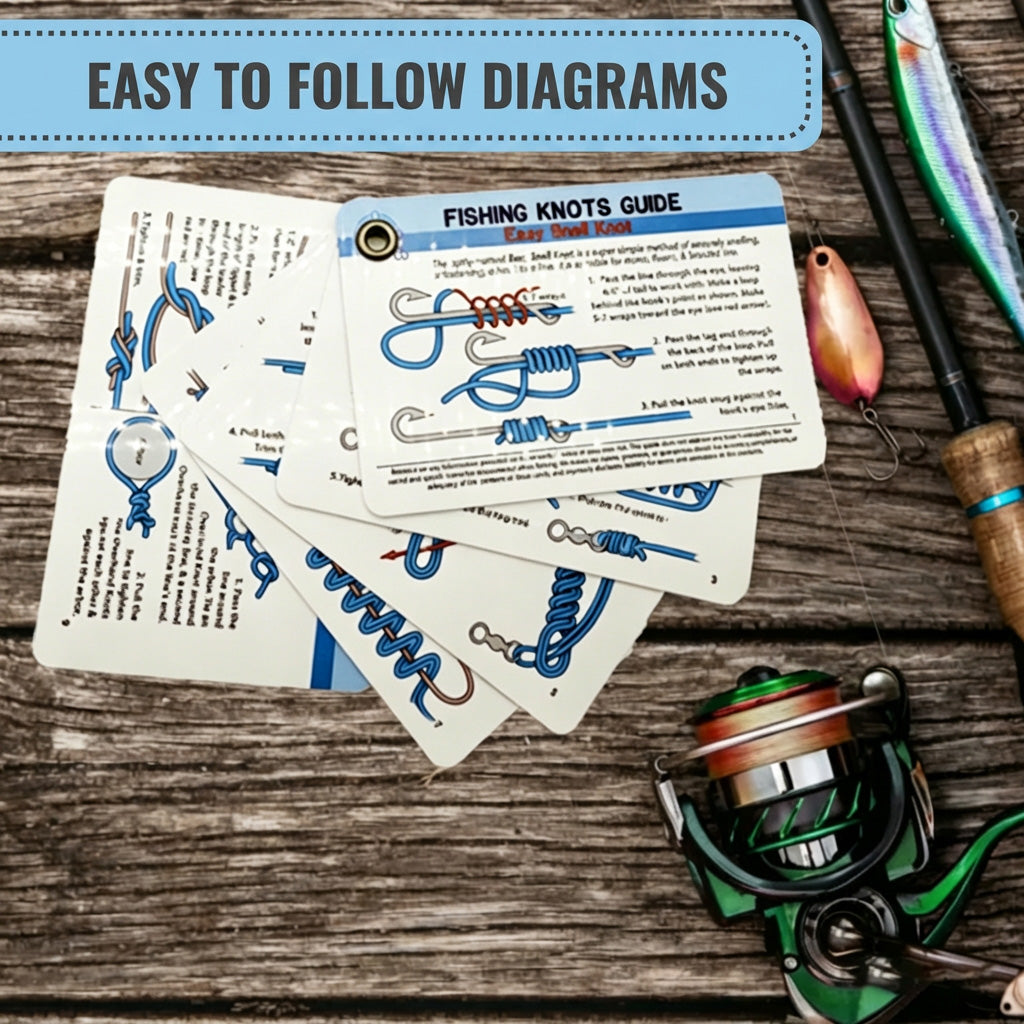 🎣Knots Guide Cards-12 Essential Fishing Knots Tutorial for Beginners