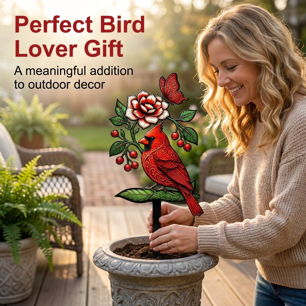 🐦Cardinal Art Garden Stake