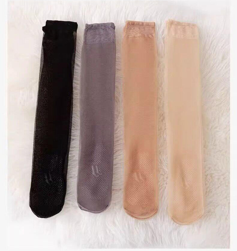 👗Ultra Thin Crystal Sheer Knee High Socks, Non Slip Silicone Grip Sole