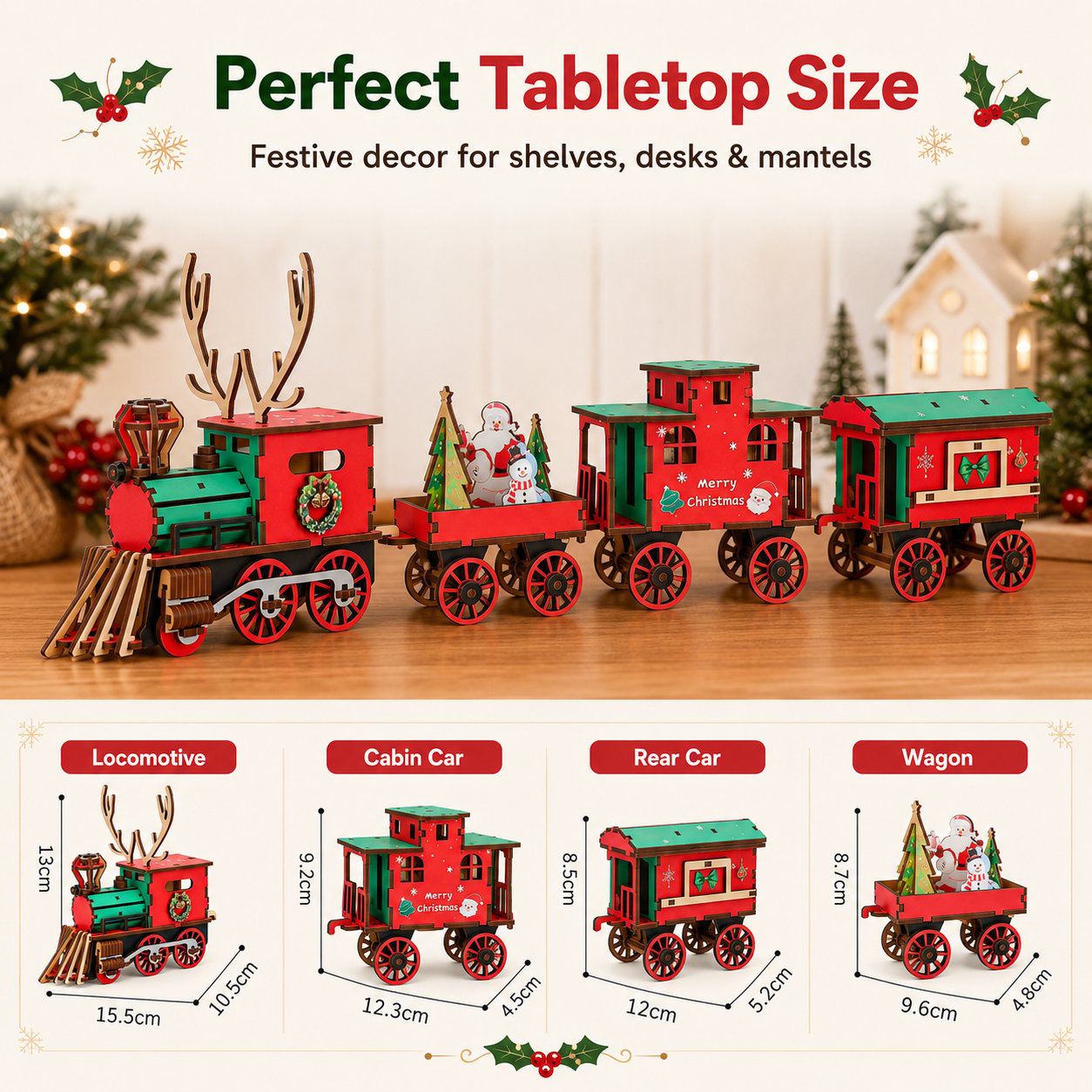 🎄LAST DAY 50% OFF – DIY wooden Christmas train set – 3D assembly puzzle