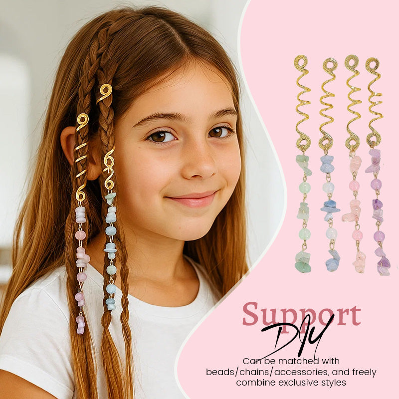 🌿Natural stone hair jewelry in a spiral
