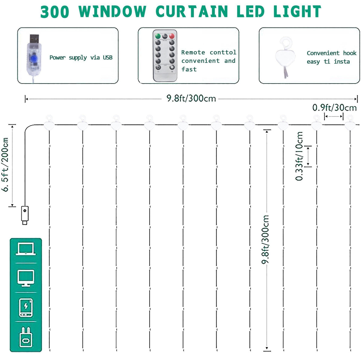 🎁Enjoy 49% off during the Christmas sale!🎅LED light string, USB-powered LED light curtain for gift wrapping