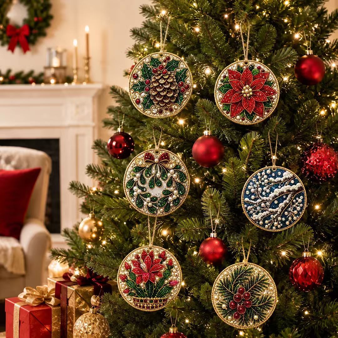 🎄🦌 6-Pack Christmas Diamond Painting Ornament Kit | Make Beautiful Hand‐Made Decorations🎁