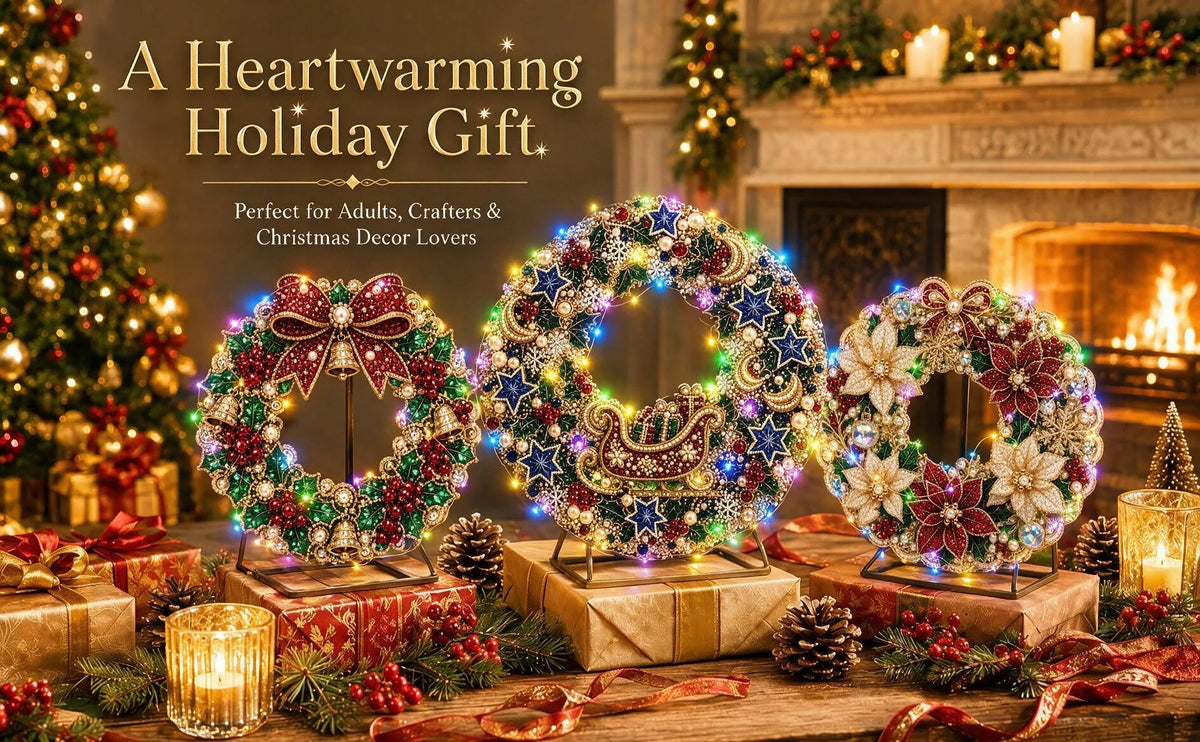 ✨DIY Diamond Painting Christmas Wreath Lighted Acrylic Holiday Door Hanging Decor🎄