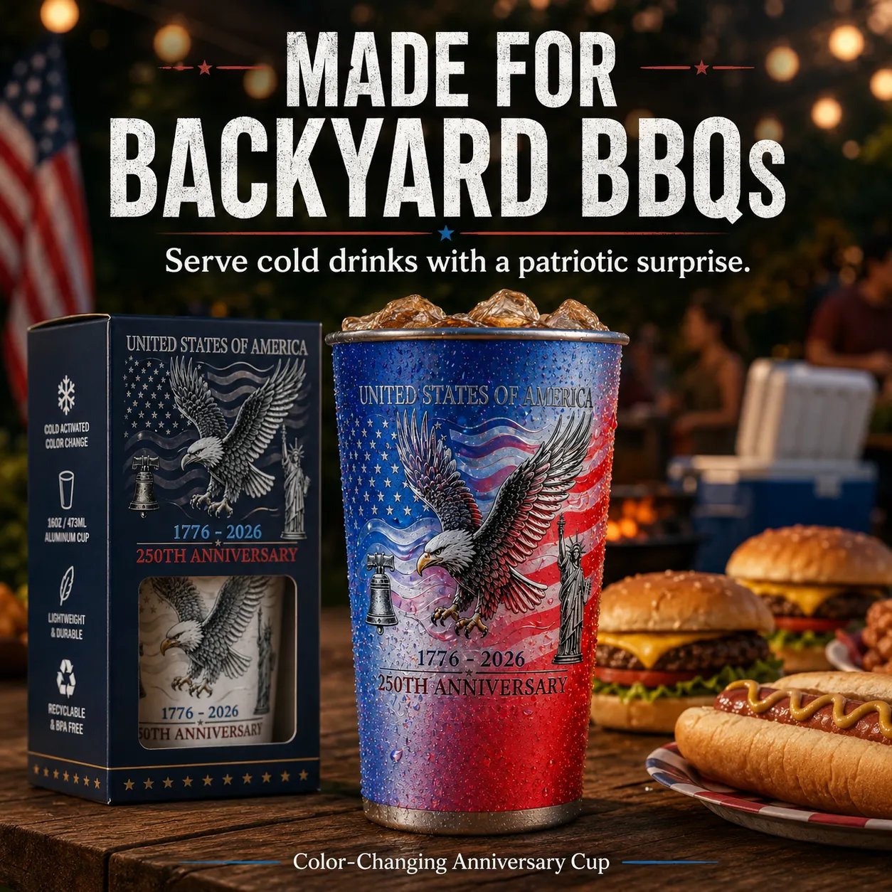 🔥LAST DAY 49% OFF -🦅 Pour Ice-Cold Beer | USA 250th Anniversary Color Changing Cup 🎉