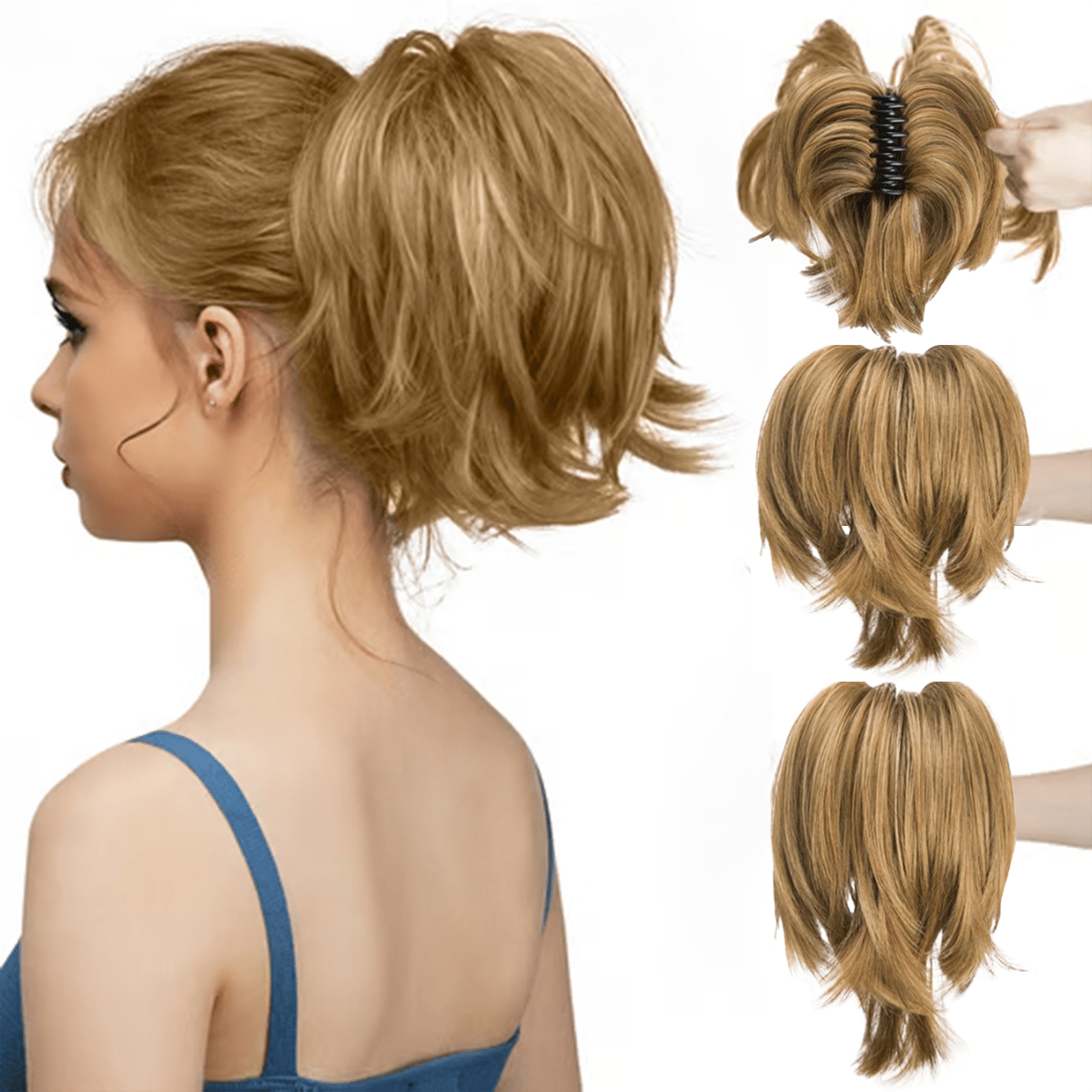 Synthetic Claw Clip In Ponytail Hair Extensions Diy Hairpiece Hair Bun