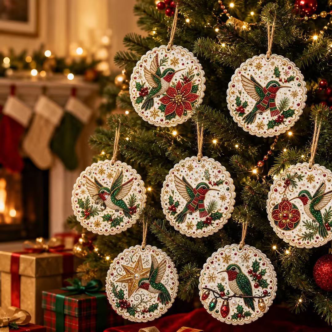 🎄🦌 6-Pack Christmas Diamond Painting Ornament Kit | Make Beautiful Hand‐Made Decorations🎁