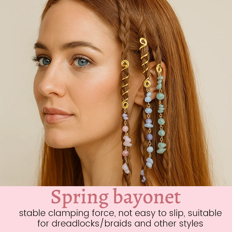 🌿Natural stone hair jewelry in a spiral