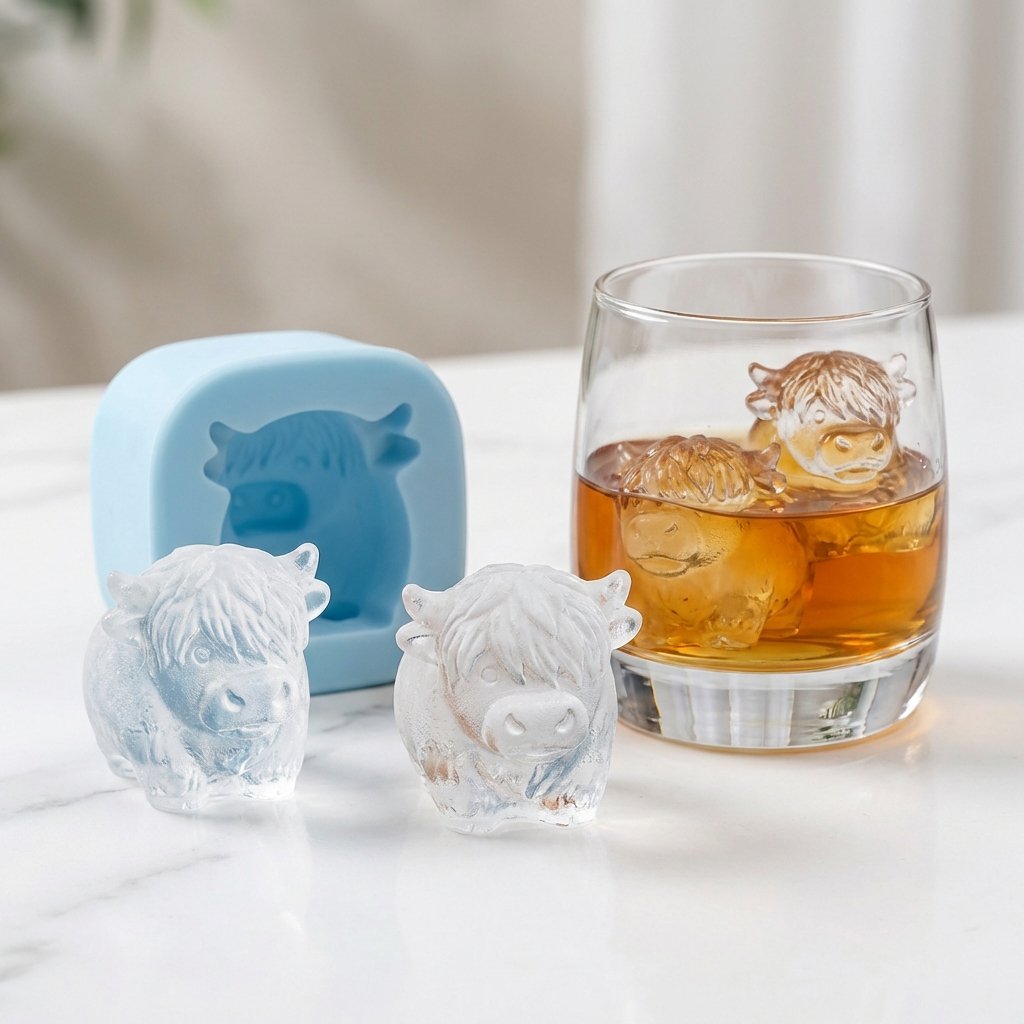 🐮 Mini Highland Cow ice cube tray and dessert mold 🧊🍪 Cute 3D ice cubes for drinks, parties, and gifts💕