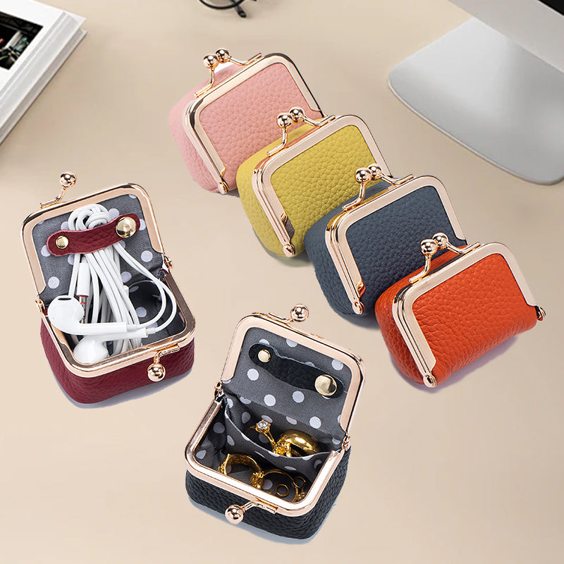 Mini jewelry box made of genuine leather