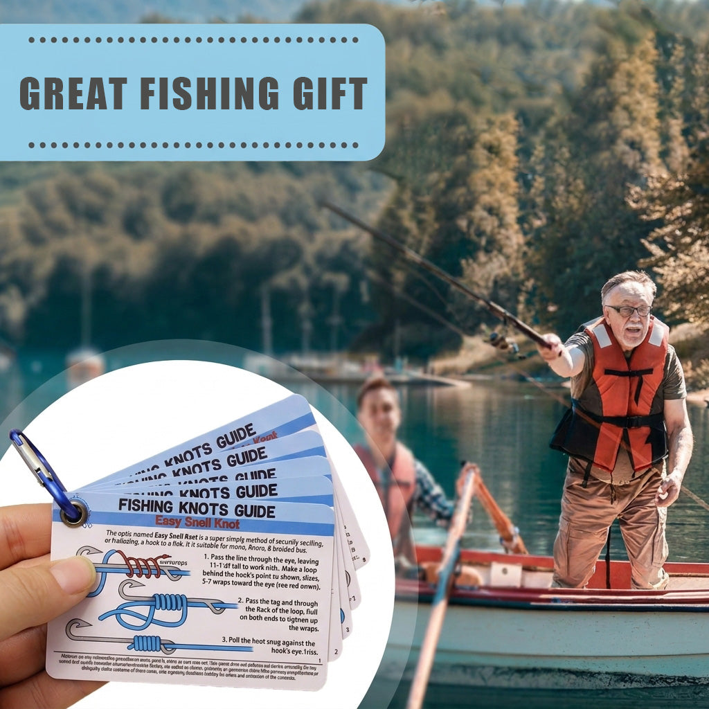 🎣Knots Guide Cards-12 Essential Fishing Knots Tutorial for Beginners