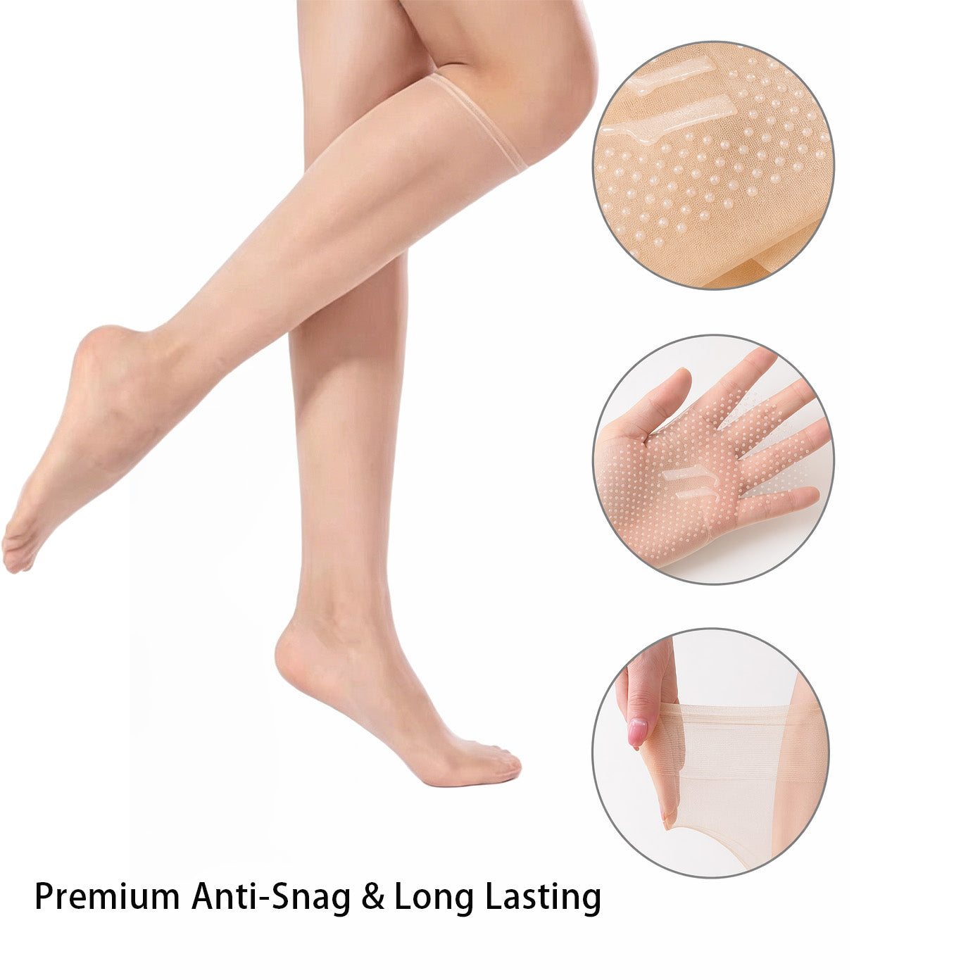 👗Ultra Thin Crystal Sheer Knee High Socks, Non Slip Silicone Grip Sole