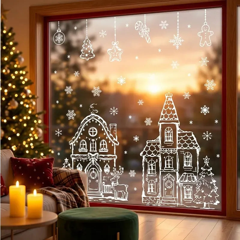 ❄️🎅Set of static-cling Christmas window decals