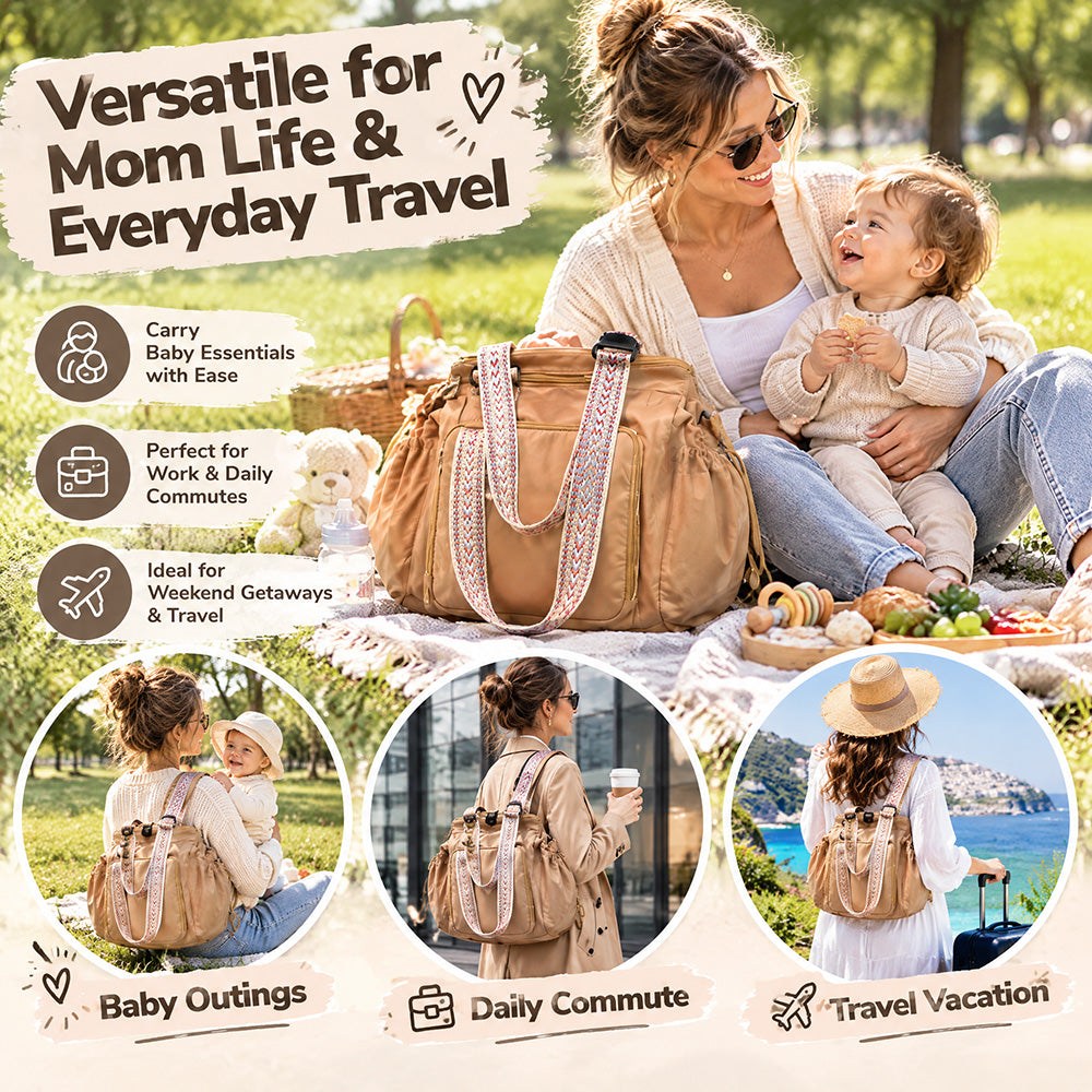 👜2026 Versatile Diaper Bag Backpack - 15-Pocket Waterproof Travel Mom Bag