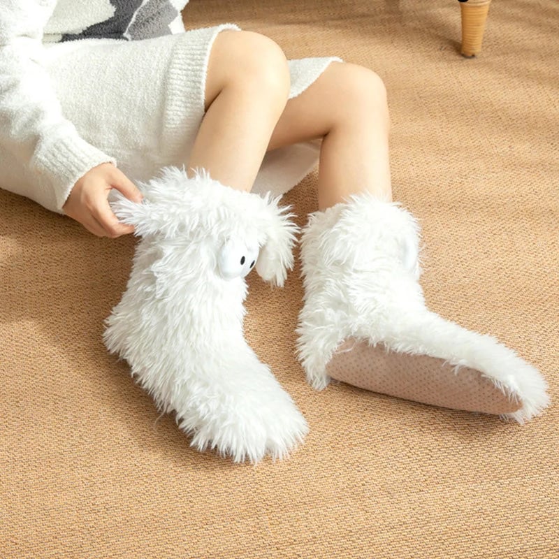 OFF⚡50K+ SOLD💕Women's Plush Slippers Socks Floor Socks Winter Home Indoor Thickened Fleece-Lined Anti-Slip Adult Women's Plush Snow Socks Shoe Covers