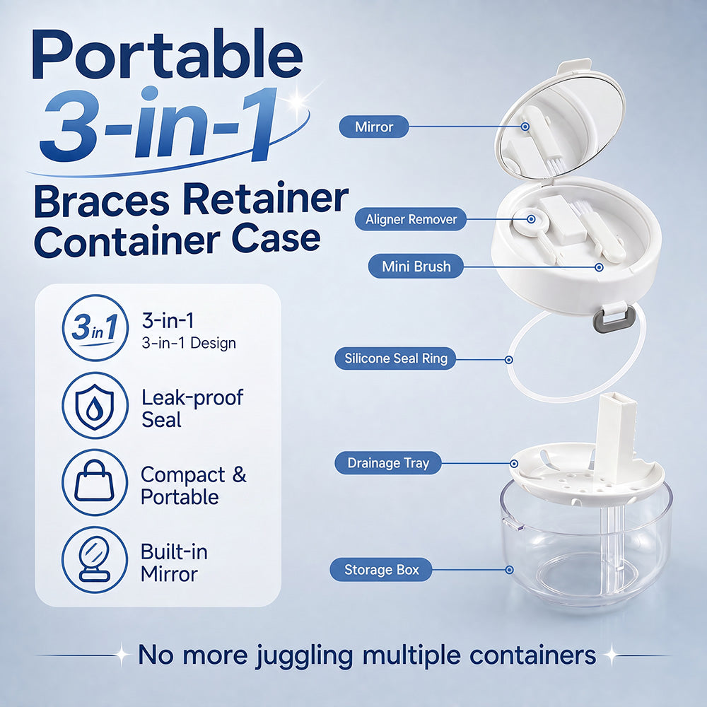 🦷Portable 3-in-1 Braces Retainer Container Case