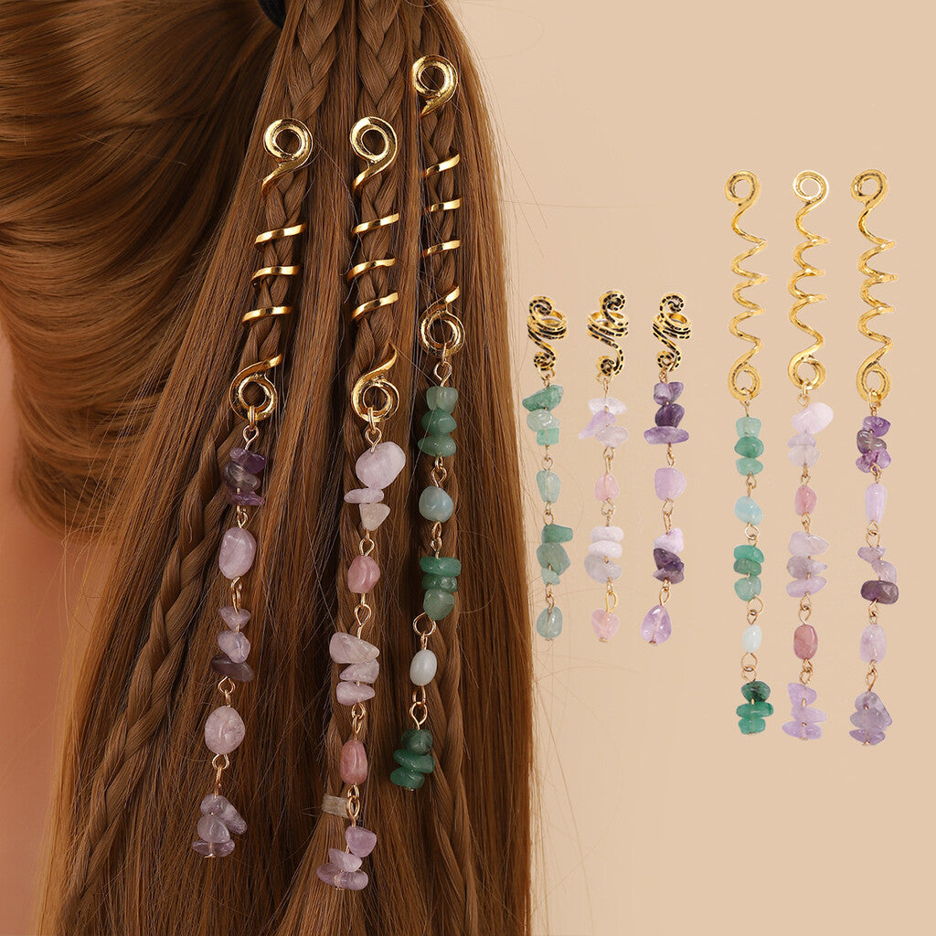 🌿Natural stone hair jewelry in a spiral