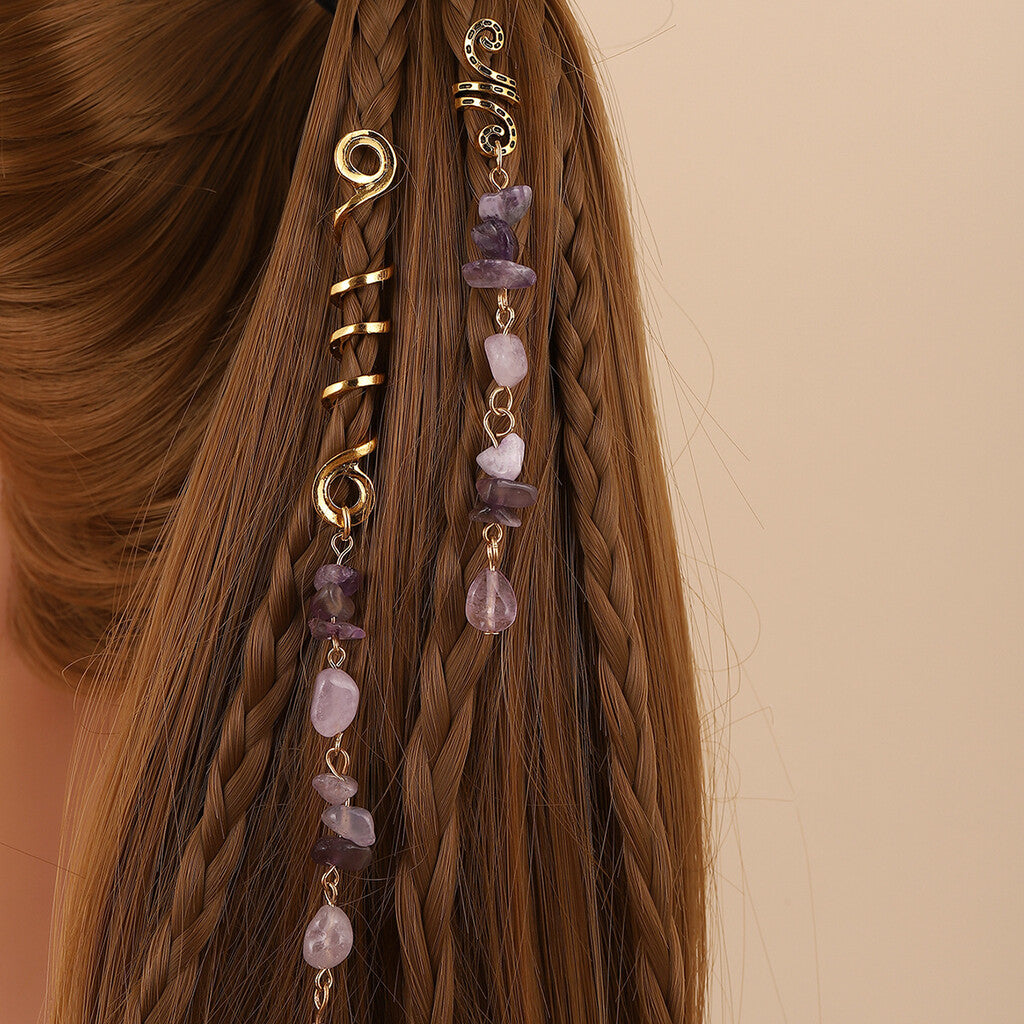 🌿Natural stone hair jewelry in a spiral