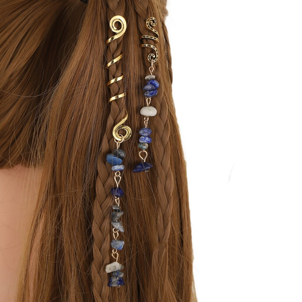 🌿Natural stone hair jewelry in a spiral