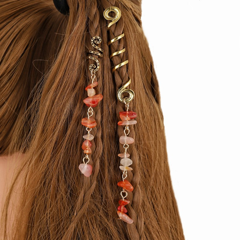 🌿Natural stone hair jewelry in a spiral