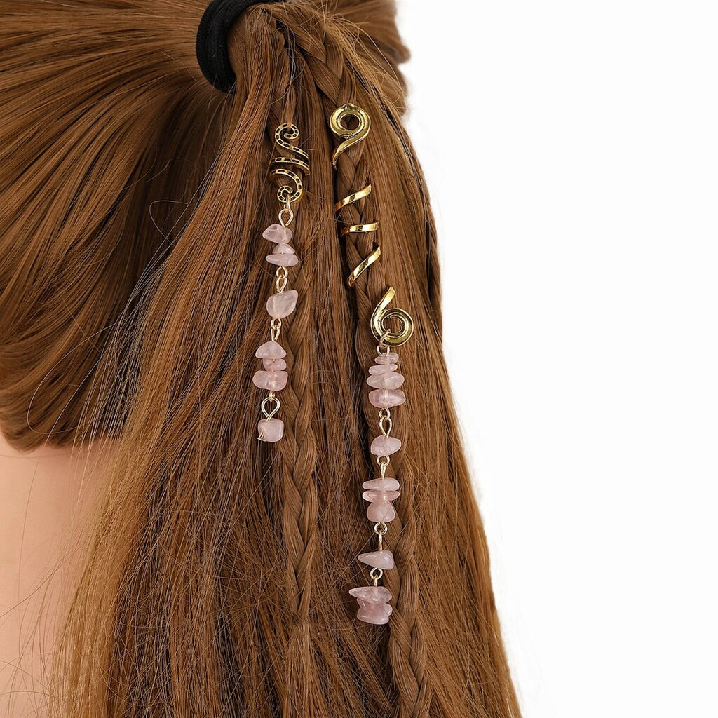 🌿Natural stone hair jewelry in a spiral