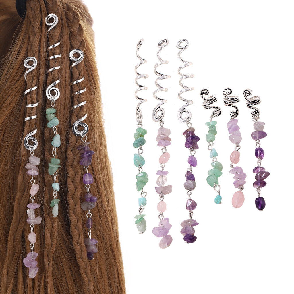 🌿Natural stone hair jewelry in a spiral