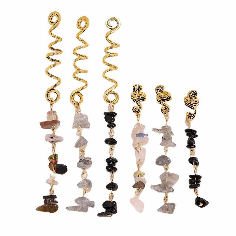 🌿Natural stone hair jewelry in a spiral