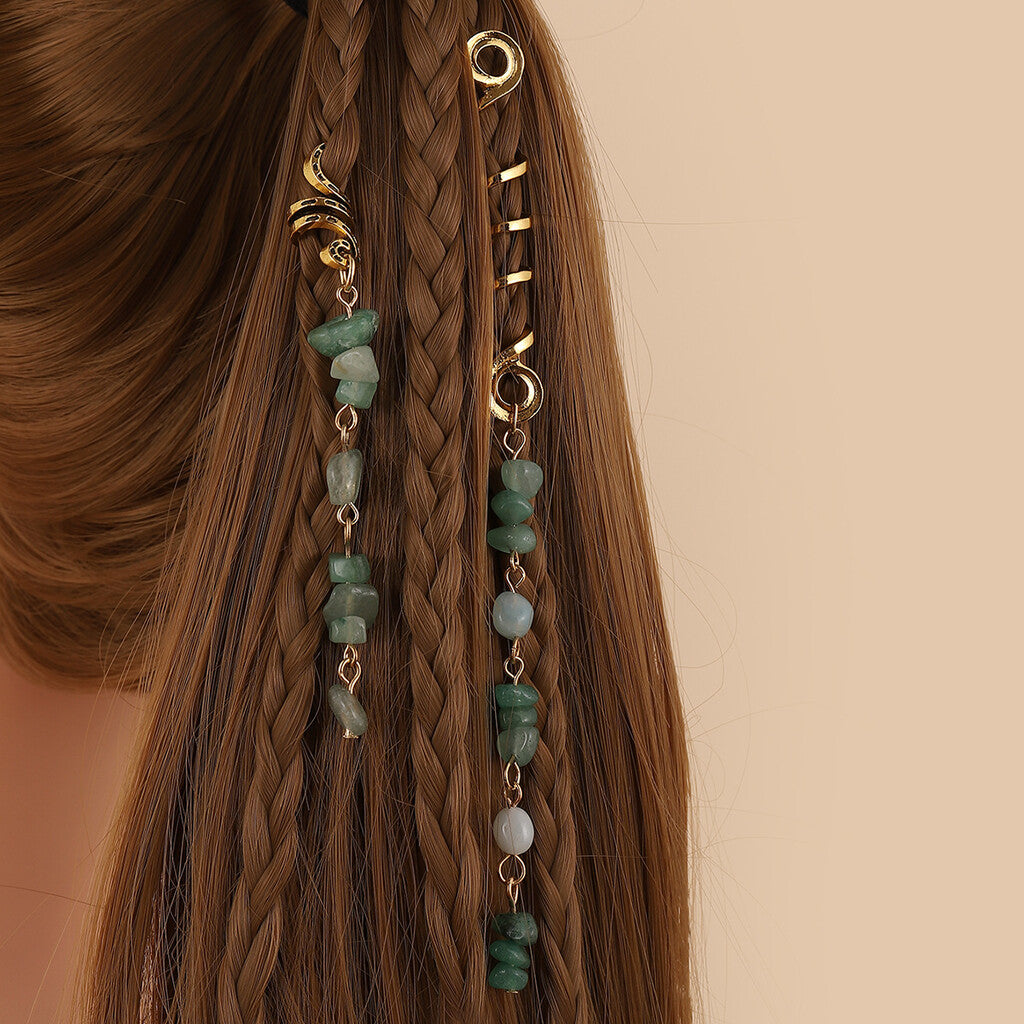 🌿Natural stone hair jewelry in a spiral